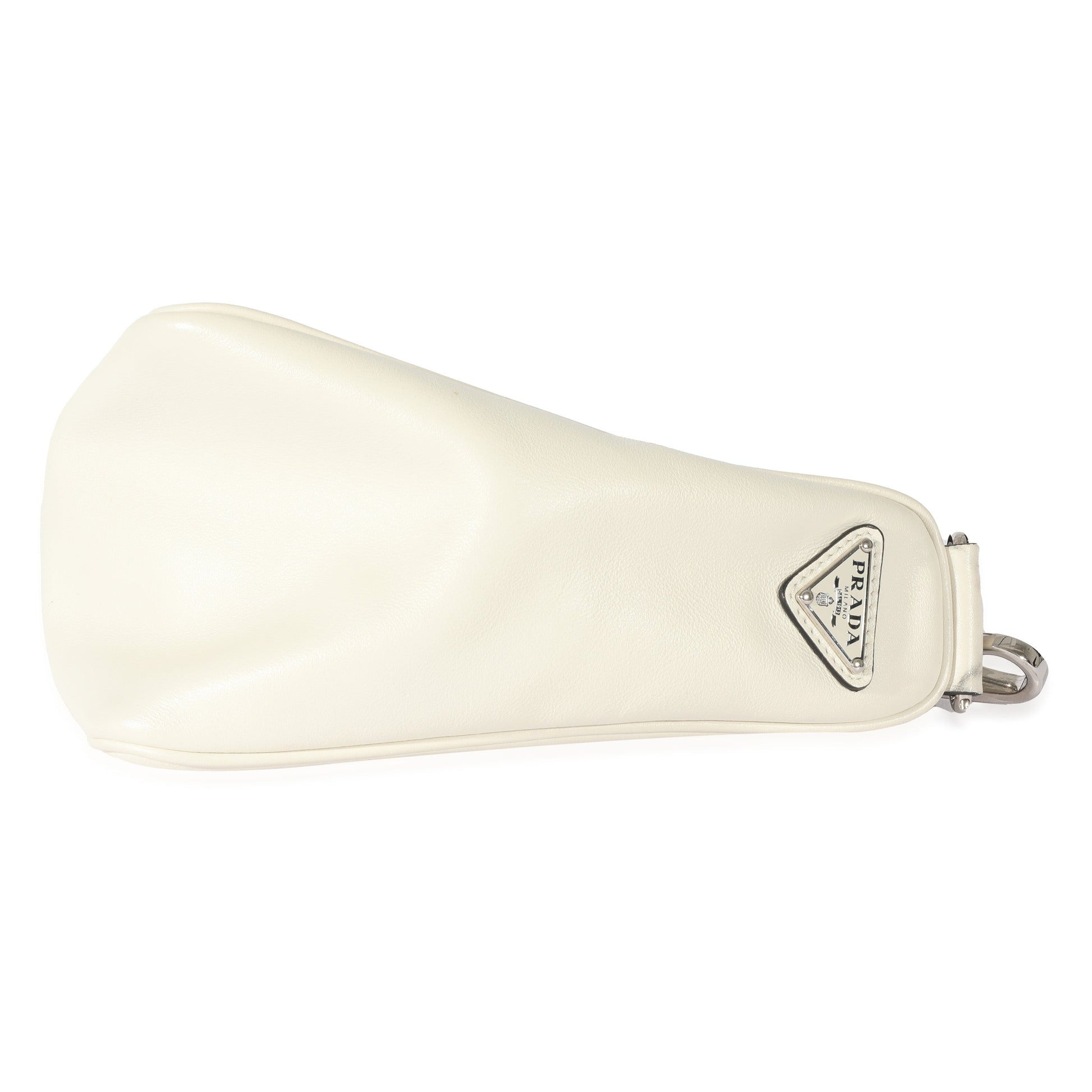 White Leather Triangle Crossbody Bag
