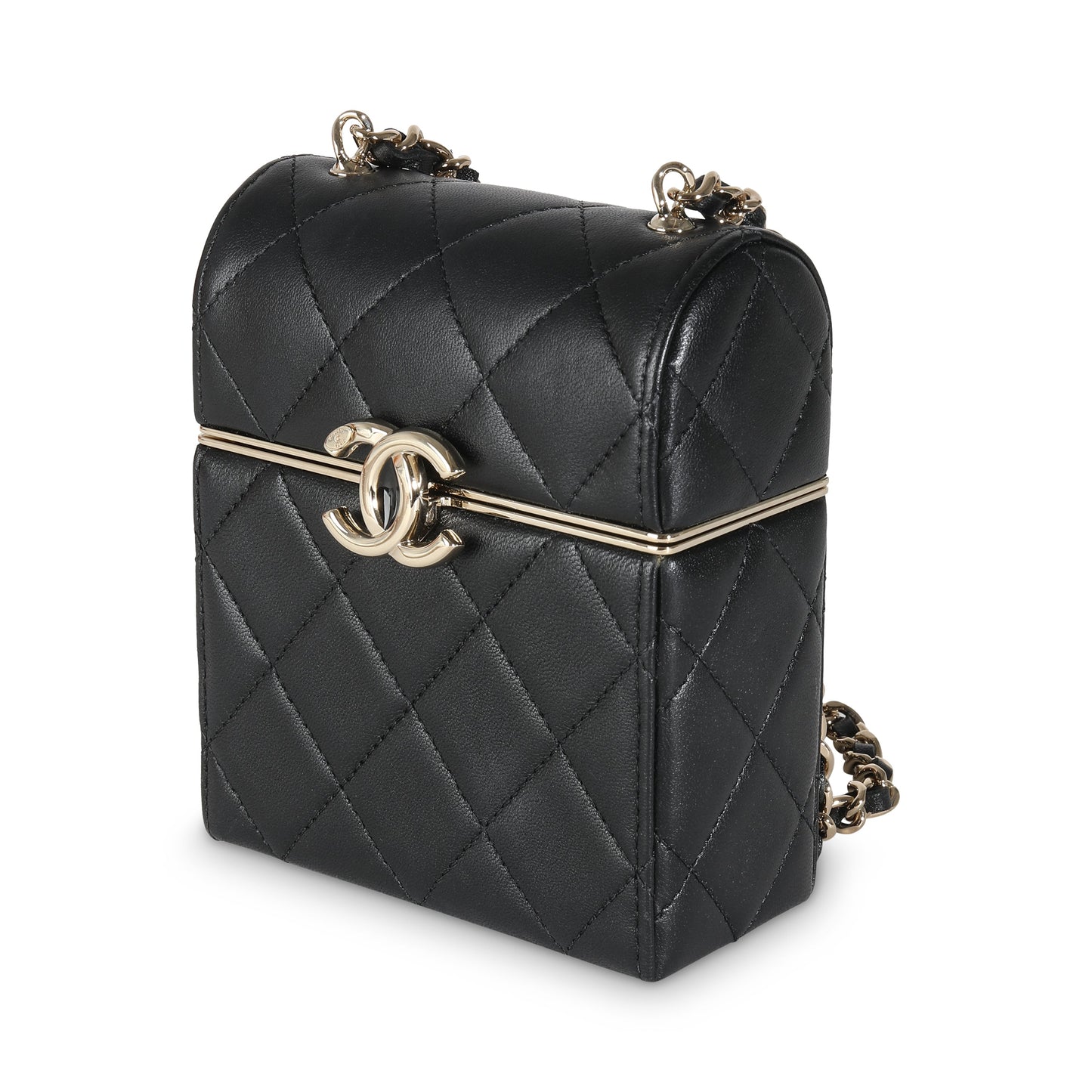 23C Black Quilted Lambskin Box Chain Vanity