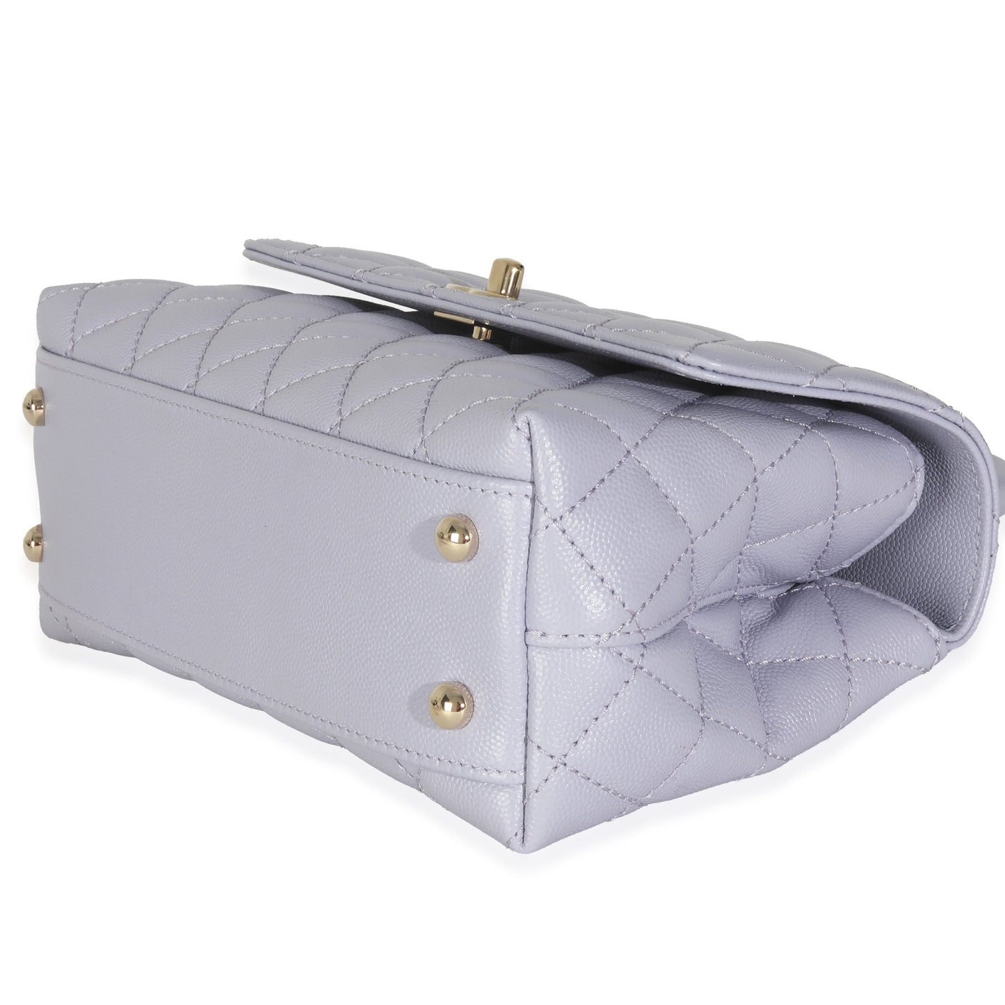 21K Purple Quilted Caviar Mini Coco Handle Flap Handbag