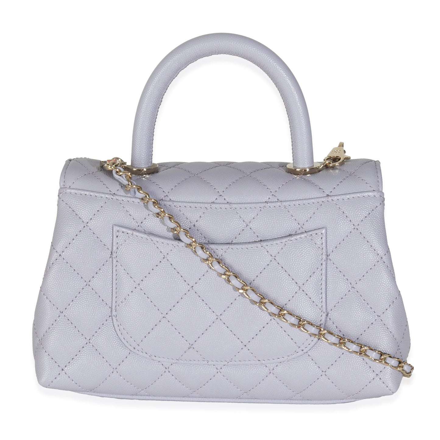 21K Purple Quilted Caviar Mini Coco Handle Flap Handbag