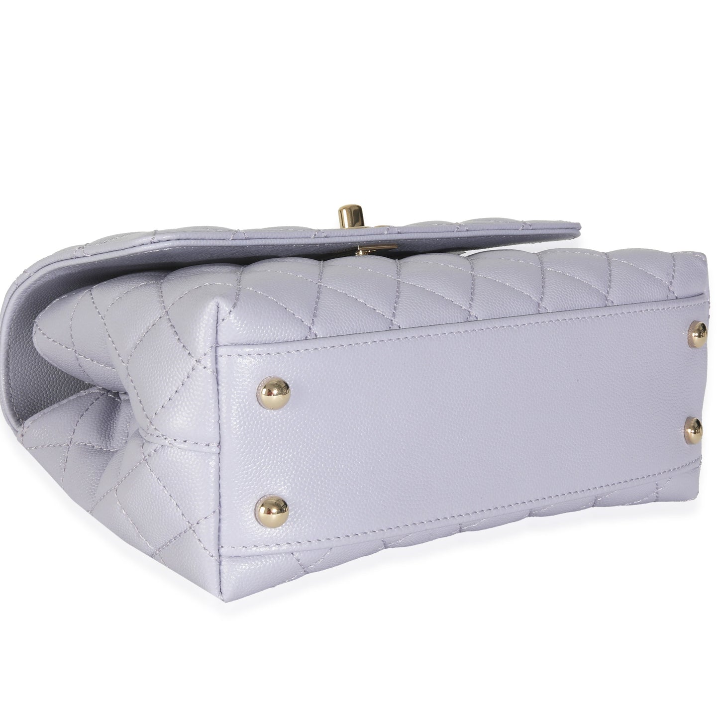 21K Purple Quilted Caviar Mini Coco Handle Flap Handbag